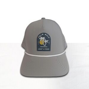 Palm Golf Co. Coast to Coast Snapback Hat Grey White Rope PVC Palm Patch